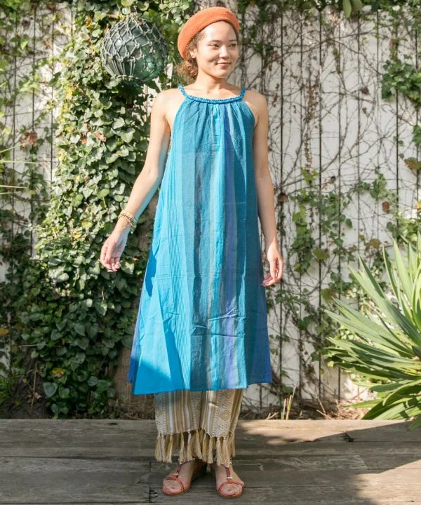 Nepali Cotton Striped Midi Dress