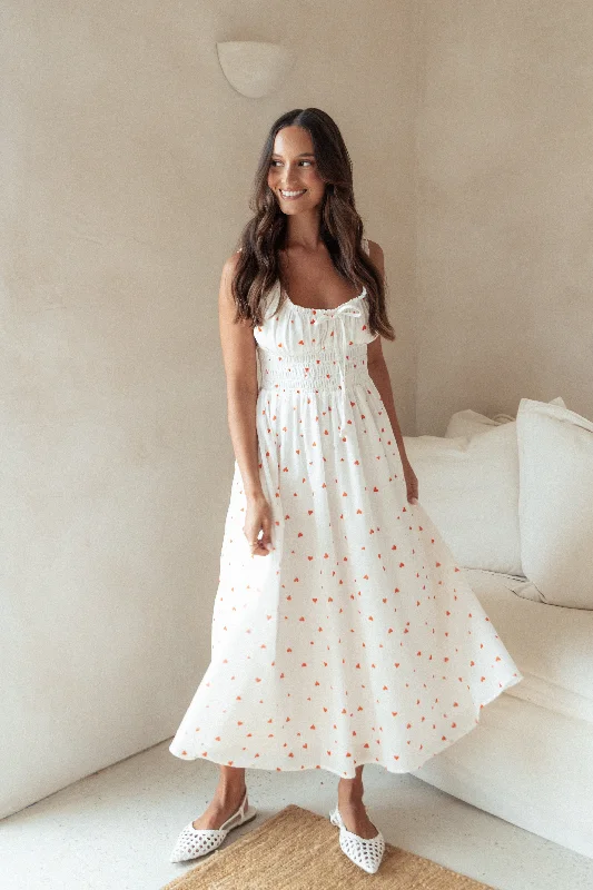 Auguste Midi Dress - Ditsy Heart