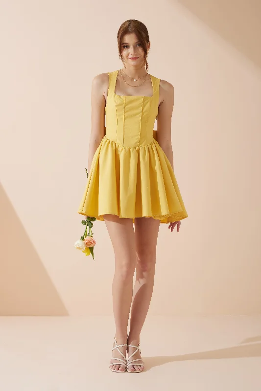 Clara Yellow Corset Mini Dress