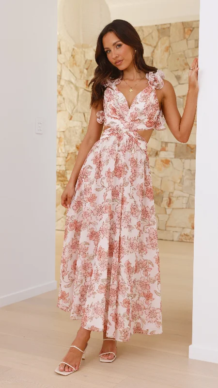 Galilhai Maxi Dress - Peach Floral