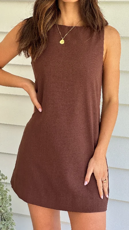 Madison Mini Dress - Brown