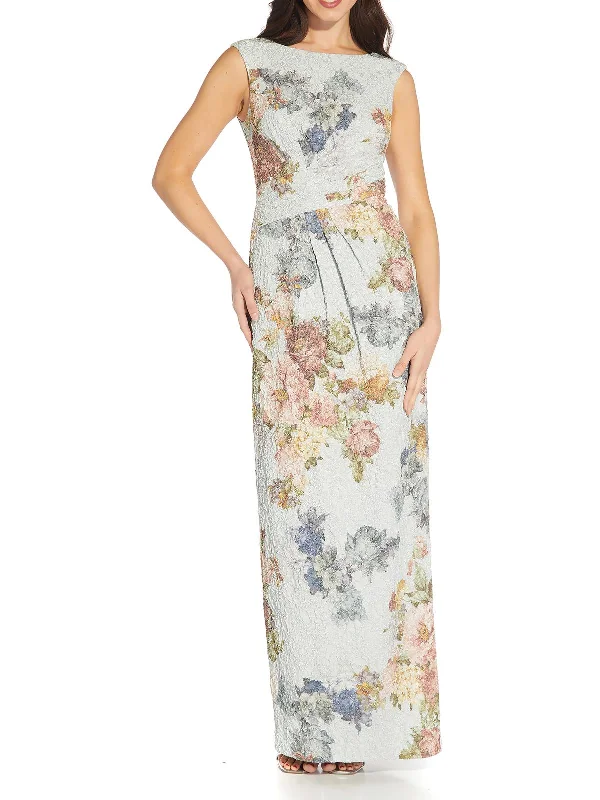 Womens Floral Print Maxi Cocktail and Party Dress