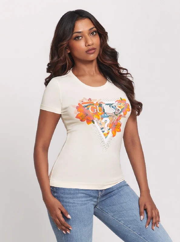 Eco Cream Tropical Triangle T-Shirt