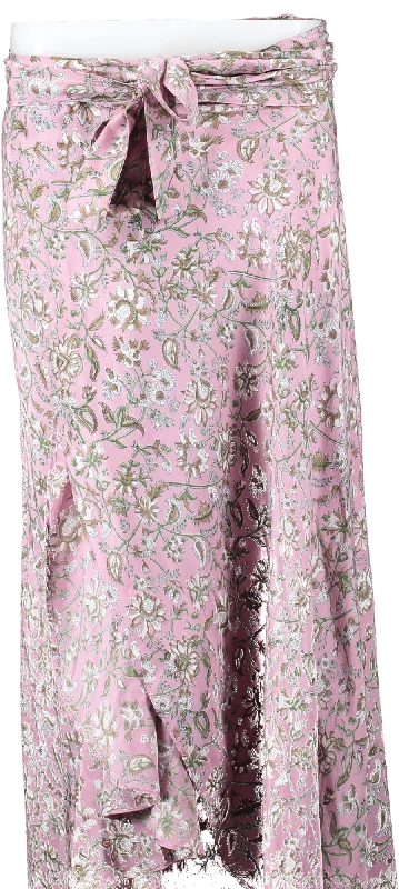 Hannah Artwear Pink Floral Wrap Skirt UK 8