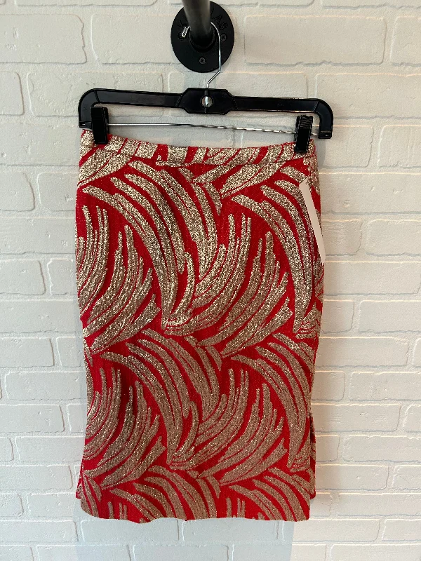 Skirt Midi By J. Crew In Gold & Red, Size: 0