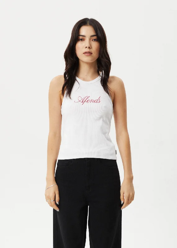 AFENDS Womens Notice - Rib Singlet - White