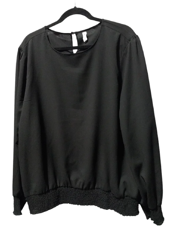 Blouse Long Sleeve By Zenana Outfitters In Black, Size: L