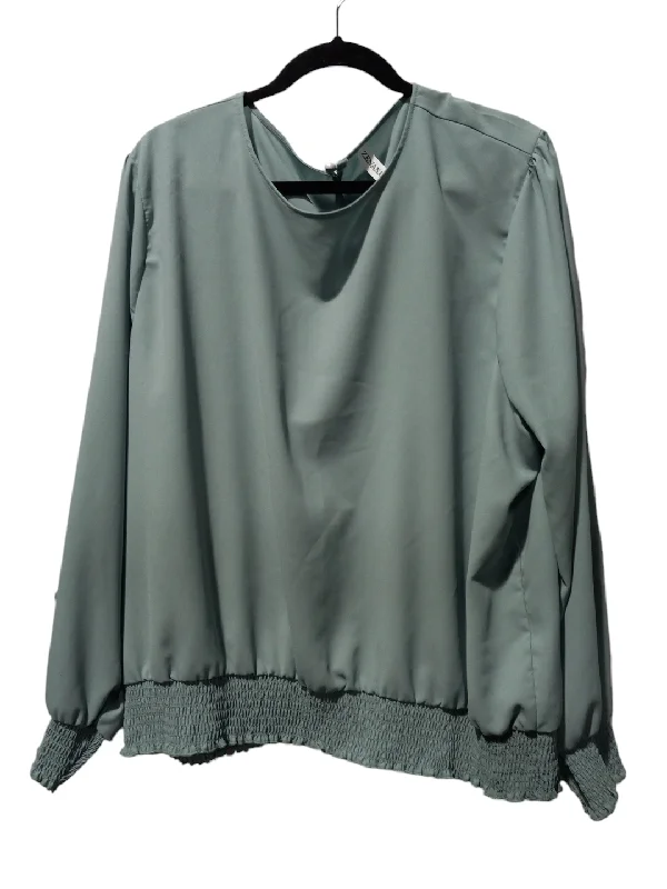 Blouse Long Sleeve By Zenana Outfitters In Green, Size: L