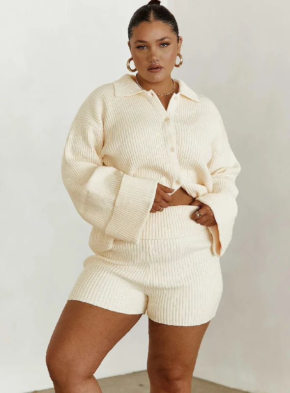 Jadri Knit Shorts Cream Curve