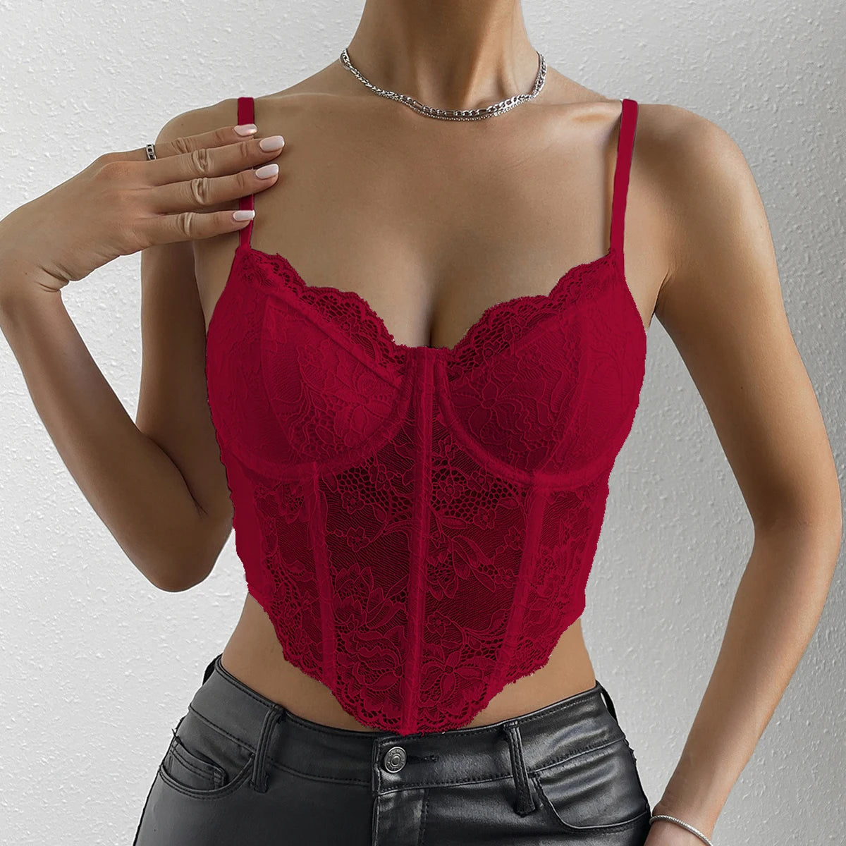 Women's Hollow Out Lace Tops Corset Fashion Designer Singlets