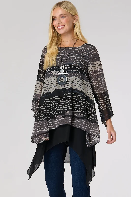 Saloos Angel Sleeve Chiffon Tunic with Necklace