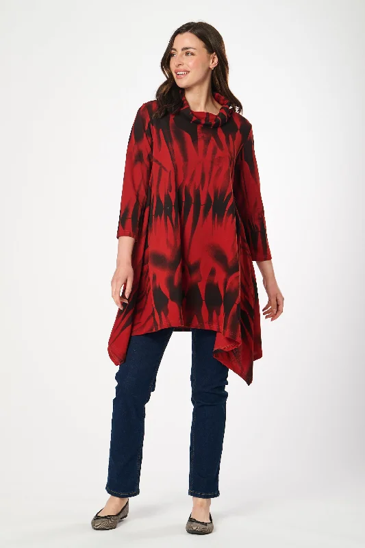 Saloos Cowl Neck Tunic with Side Dip Hem