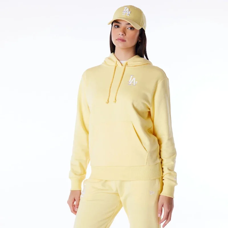 LA Dodgers Womens MLB League Essential Pastel Yellow Pullover Hoodie