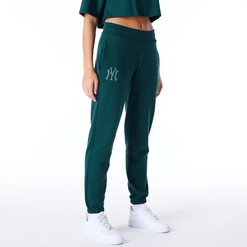 New York Yankees Womens MLB Diamante Dark Green Fleece Joggers