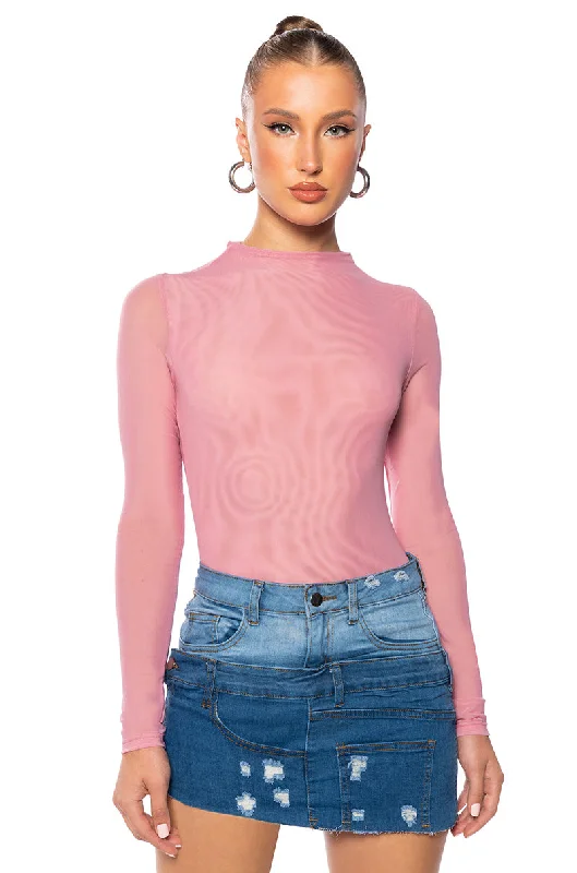 PAXTON SEXY DOUBLE MESH LONG SLEEVE BODYSUIT