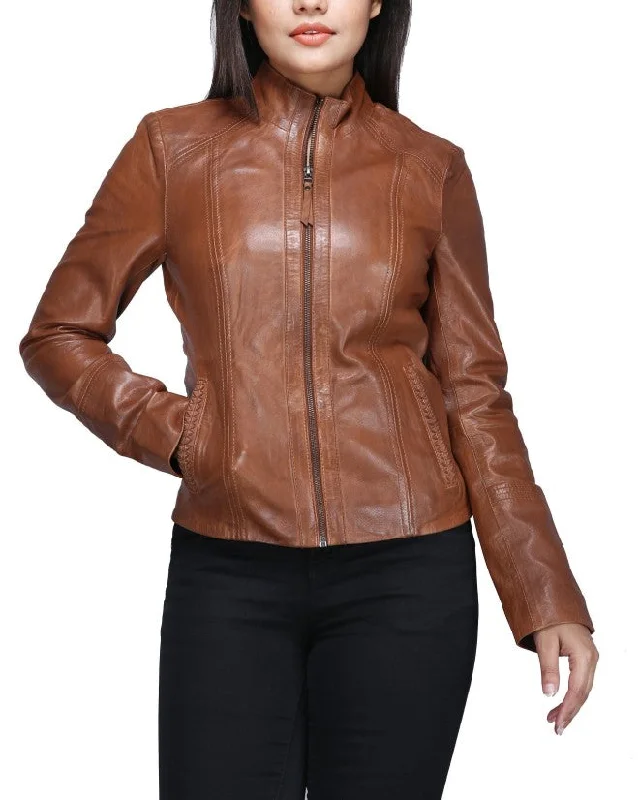 Women's Cognac Leather Jacket