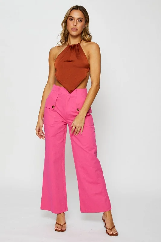 Pink Wide Leg Pants