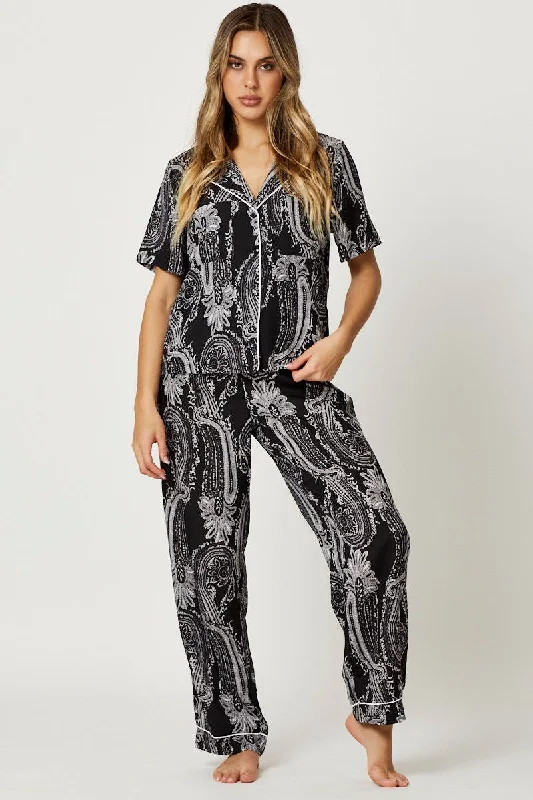 Print Bandana Button Through Pyjama Set