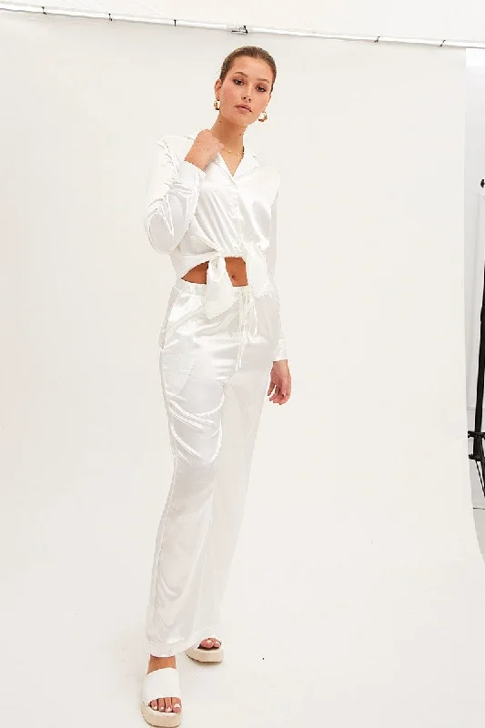 White Wide Leg Pants