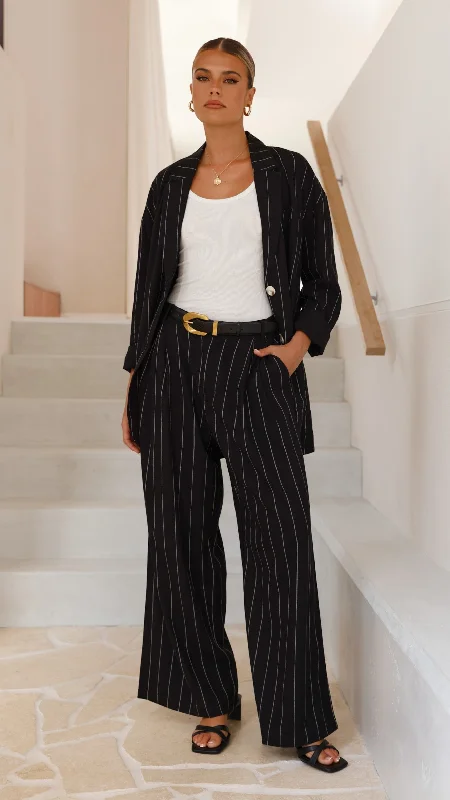 Thea Pants - Black Pinstripe