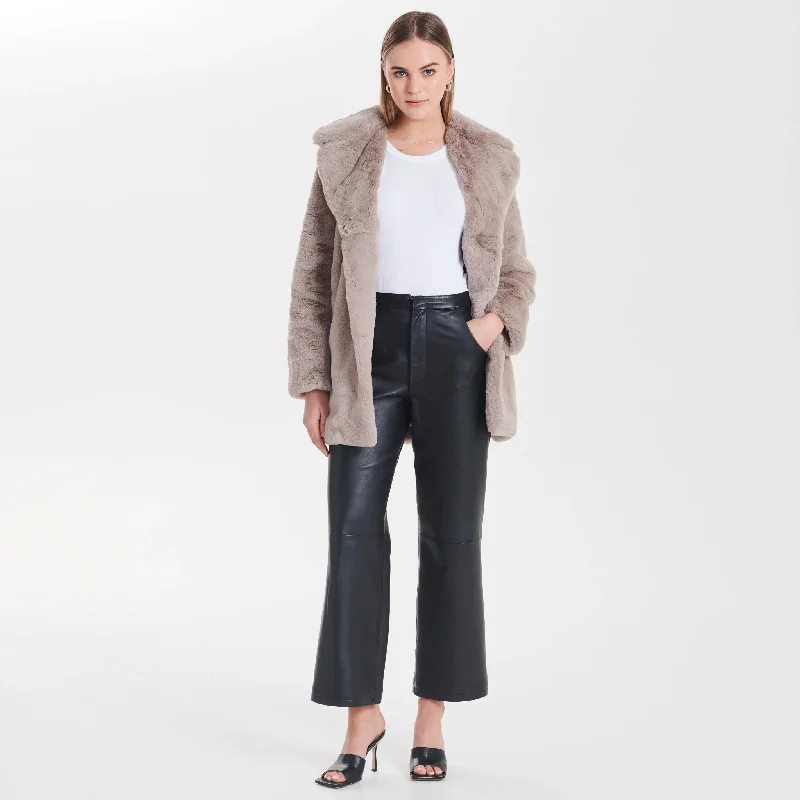 Minimalist Faux Fur Jacket (Stone)