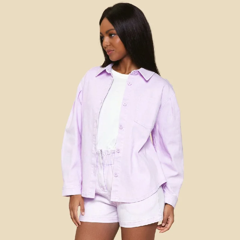 Washed Cotton Twill Shacket (Lavender)