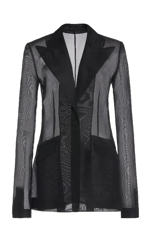 Leiva Sheer Blazer in Black Silk Organza