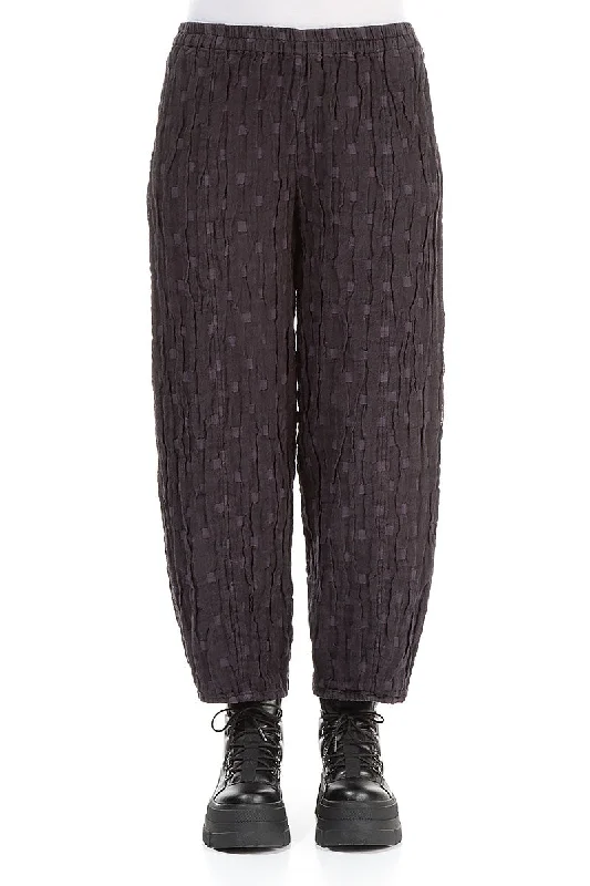 Cropped Taper Vintage Violet Textured Linen Trousers