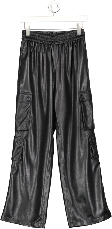 Les Reveries Black Super Cargo Leather Track Pants UK S