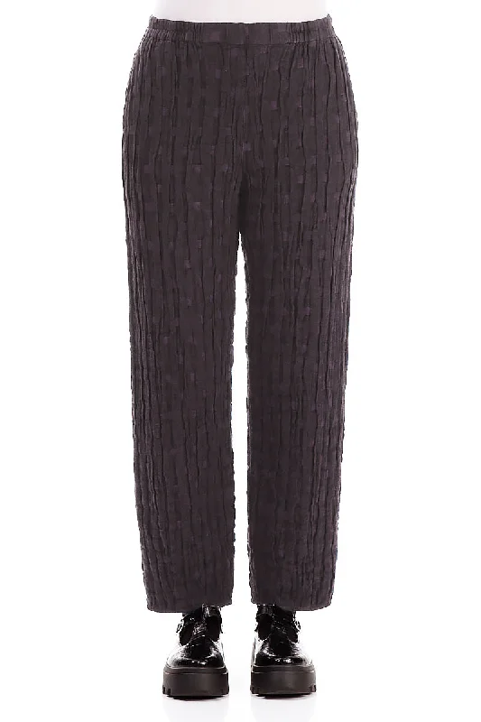 Long Tapered Vintage Violet Textured Linen Trousers