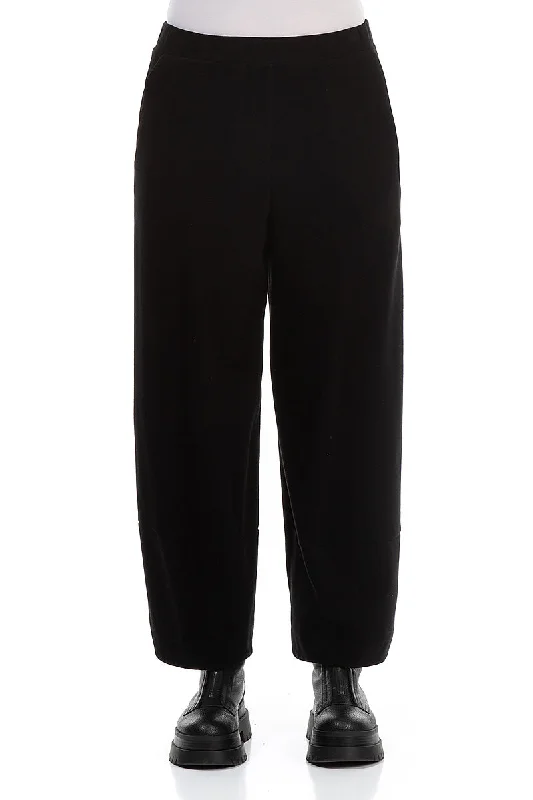 Loose Black Cotton Jersey Trousers