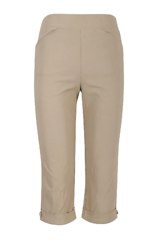 Pull on Bengaline Mid Calf Pants | TAUPE | 7342AR