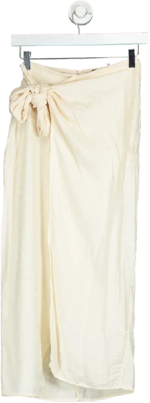 Stradivarius Cream High Waist Trousers UK 4