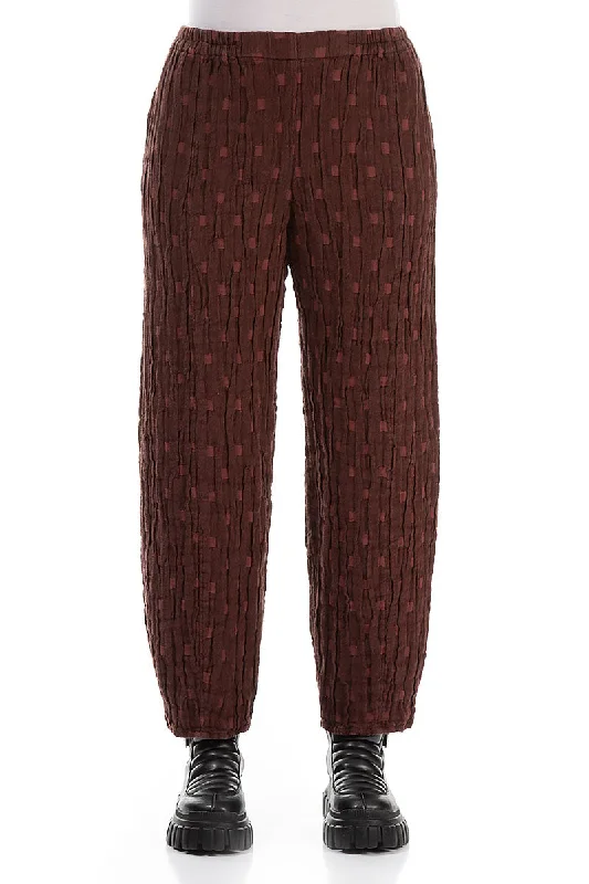 Taper Merlot Textured Linen Trousers