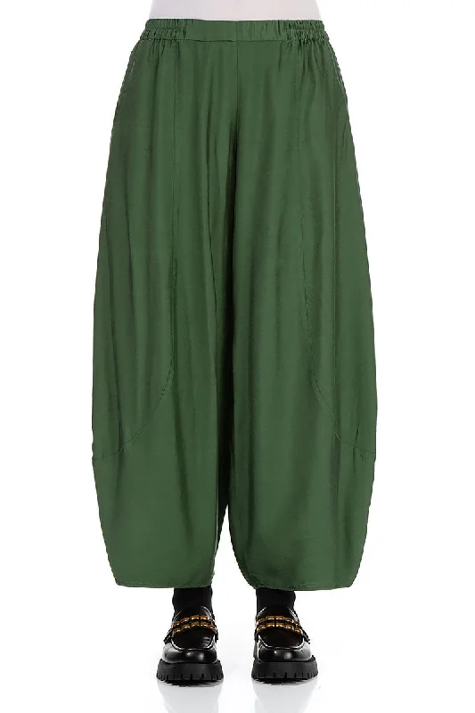 Taper Pine Green Silk Bamboo Trousers